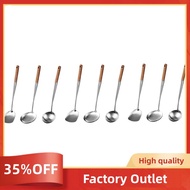 3X Wok Spatula and Ladle,Skimmer Ladle Tool Set, 17Inches Spatula for Wok, 304 Stainless Steel Wok Spatula Factory Outlet