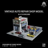 DIORAMA VINTAGE AUTO REPAIR SHOP MODEL WITH LIGHT POWERED BY BATTERY SCALE 1/64