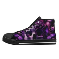 Gothic Skull Print High-Top Canvas Shoes - Unisex Design