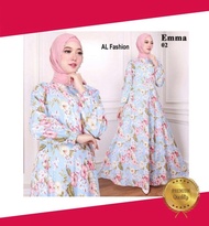 Dress Pesta Muslim Motif Bunga Gamis Perempuan Terbaru Berkualitas