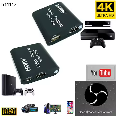 Capture Card 1080P 4K HDMI Video Capture Device USB 2.0 HDMI Capture Card Dongle Game Recorder Live 