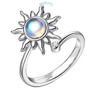 SHFY Women s Anxiety Spinner Ring Moon Bead Rotatable Ring  Fit Sunflower Ring