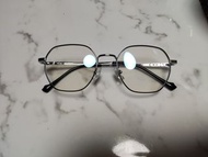 4銀黑 文青 斯文 復古  不規則 alloy titanium  款 多邊形 眼鏡 眼鏡框 超輕 中性 unisex 男 女 均可 X 無品牌 X no bran 平光 藍光眼鏡