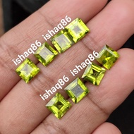 GREEN PERIDOT 7MM 7X7MM SQUARE CUTnatural