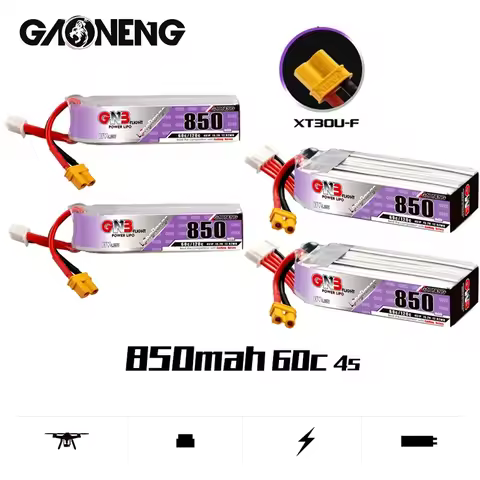 1-10PCS GAONENG GNB 4S 850mAh 15.2V HV 60C/120C Lipo Battery With XT30U-F Plug For Beta85X Whoop Qua