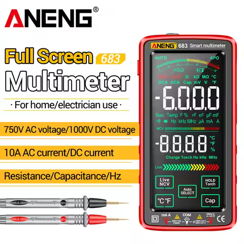 ANENG 683 Smart Multimeter Rechargeable High-end Touch 6000 Counts AC/DC Voltage Current Multimetro 