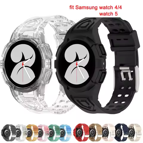 Integrated Clear Band + Case Transparent Silicone Strap for Samsung Galaxy Watch 4/56/7 40mm 44mm Wa
