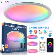 Smart TUYA ceiling light living room wifi bluetooth 2.4G remote control rgbcw dimming color tone voi