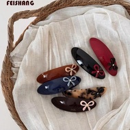 FEISHANG Curved Ellipse Hairpins, Colorful Bow Large Size Sweet Elliptical Acetate Hair Clips, Hairg