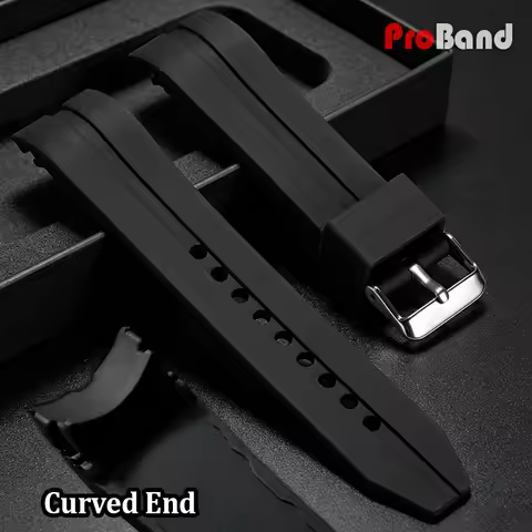 Curved End Watch Band 22mm 24mm 26mm Soft Watch Straps Waterproof Silicone Rubber Sports Men Women B