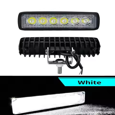 6 LED Work Light Strip Shape Light Bar Spotlight Daytime Running Light 6000K Flood Spot White Off Ro