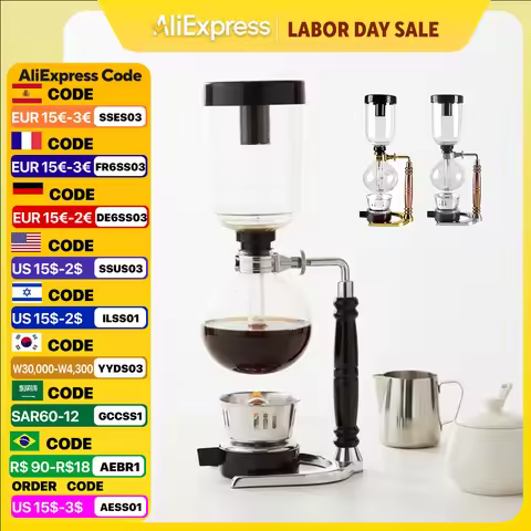 3/5Cups Syphon Pots High Quality Coffee Kettle Pot Set Filter Syphon Coffee Maker Tea Siphon Heat-Re