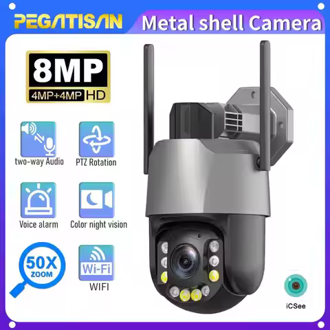 PEGATISAN 5/8MP 50X Zoom PTZ Camera WiFi 4K Ultra HD 20X Outdoor Surveillance 120m Ultra Long IR Vis