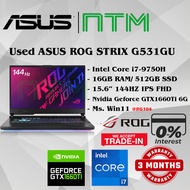 #RG104 USED ASUS ROG Gaming Laptop G531GU intel i7-9750H 16GB 512GB SSD NVIDIA GTX1660TI 6GB FULLHD 