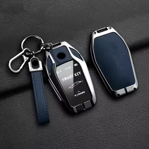 New Auto Alloy Sheepskin Car Key Case For BMW 7 Series 730 740 535L E6 Series X3 X 5 X7 LED Smart Re