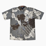 KEMEJA Men's Short Sleeve Batik Shirt, dobby material DE111 XL