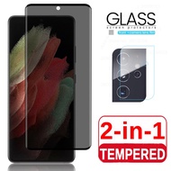2 in1 For Samsung Galaxy S21 S22 A22 S21FE Ultra Plus Privacy Anti-spy Tempered Glass / Lens Camera Screen Protector