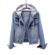 Women Hoodie Eye-catching Wear Resistant Polyester Women Short Slim Denim Jacket for Autumn