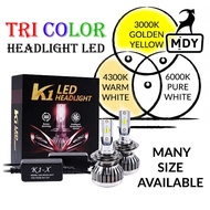 K1 TRICOLOR(THREE COLOR) LED Headlight H1/H3/H4/H7/H8/H11/H16/9005(HB3)/9006(HB4)/9012(HIR2)/880/881
