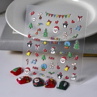 [Meow.Sensei]Christmas Christmas Nail Sticker Relief Europe and AmericahappySanta Claus Gift Nail Sticker Factory