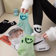 Korean Version Smiley Mid-Tube Socks Women Socks Trendy All-Match Comfortable Embossed Smiley Stocki