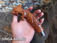 gagang golok singa adang ukir macan 16 cm