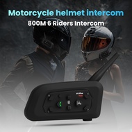 V6 Plus Motorcycle Helmet Bluetooth Intercom 1200M Range Type-C 6 Riders