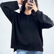 ENZY KOREAN KNIT SWEATER - Black
