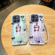 Cartoon Barbie Dress Pattern With Bracelet Phone Case For Motorola G60 G62 G64 G66J G73 G75 G82 G84 