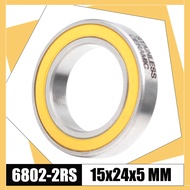 Vòng Bi Xe Đạp 6802-2RS 15*24*5 mm Vỏ Thép Không Gỉ Bi Ceramic ABEC-3 Dành Cho Hub Trước Sau