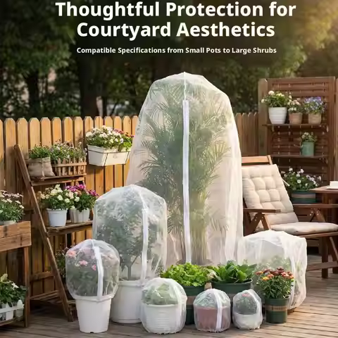 Extra-Thick Garden Netting With Drawstring & Zipper-Insect &Bird Protection For Fruits,Citrus,Flower