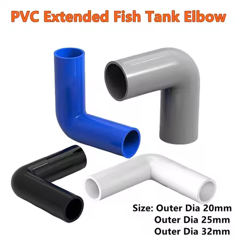 1~3PCS O.D 20/25/32mm PVC Extended Fish Tank Elbow 90 Degree Elbow Connector Aquarium Garden Irrigat
