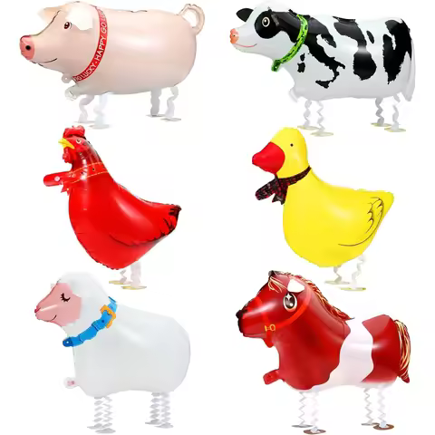 Farm Animal Balloons, 6 Pack Inflatable Farm Animals Walking Balloons for Birthday Party Decorations
