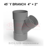 RUCIKA Y BRANCH 4 X 2" / BRANCH 3 Y 45 degrees 4 x 2 in 4 x 2 inch 4 x 2 inch / similar to TY