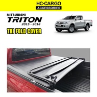 HC-CARGO Mitsubishi Triton 2015 - 2022 Tri-Fold Cover FLAT CANVAS SOFT LID CANVAS NO ROLL BAR USAGE