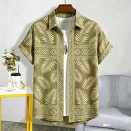 Men Shirt for Men Clothing Hawaiian Shirt Tropical Print Short Sleeve | Casual Beach Blouse Summer H
