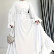 ชุดเดรส A-Line ทรงสุภาพแต่งระบาย A029 สีขาวสำหรับฤดูใบไม้ผลิ