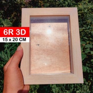 KAYU 3d FRAME SIZE 6R 15 X 20 / 3D PIGURA FRAME 6R CREAM WOOD FIBER / DOWRY FRAME