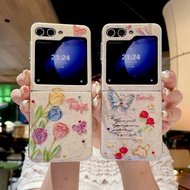 Couple Bumper Casing Z Flip4 Z Flip3 Flower Durable Butterfly for Samsung Galaxy Z Flip 4 Z Flip 5 W