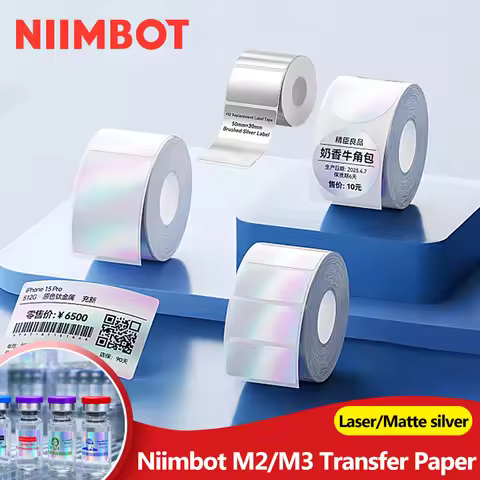 Niimbot M2/M3 Laser-color Silver/Matte Silver Labels Thermal Transfer Printing Paper Round Square St