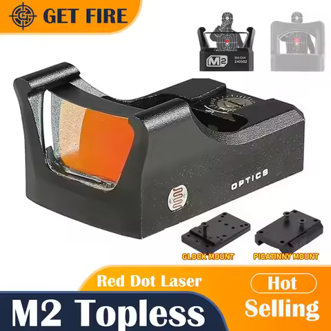 M2 Topless Red Dot Sight Light Sensing Auto-Brightness Optic for Pistol Handgun w/GLOCK Mount and 20