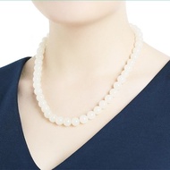 Natural Xinjiang Hetian Jade White Jade Necklace Sheep Fat White Jade Round Bead Jade Chain Stone Wo