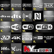 Dolby Bluetooth WIFI6 4K HD 1080P 144hz Metal Sticker Mobile Phone Computer Notebook Sticker