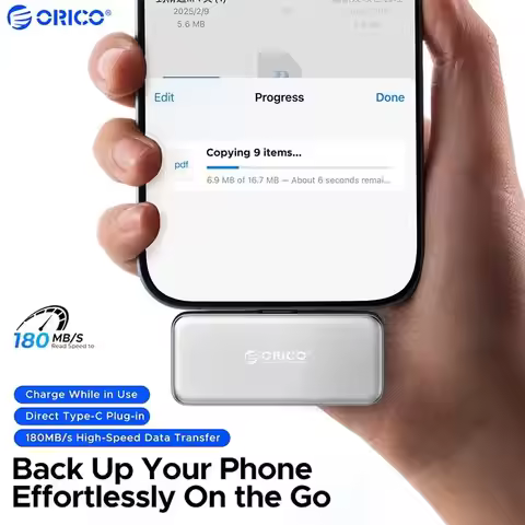 ORICO FlashPod Mini PSSD 64GB/128GB/256GB Portable SSD ProRes Support Direct Plug Fast Charging for 