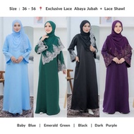[ 36 - 56 ] Lace Jubah + Lace Shawl . Jubah Abaya Lace . Lace Jubah Plus Size . Lace Dress Nikah Tun