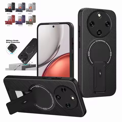 Magnetic Carbon Fiber Pattern Phone Case For Honor Magic 8 Pro Lite X9D X9C 5G Cover Wireless Chragi
