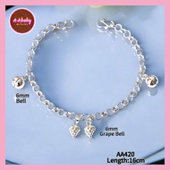 🌈AAbaby Galleries AA420 Original Baby Silver Anklet Bracelet Grape Bells & Round Bells (Rantai Kaki/