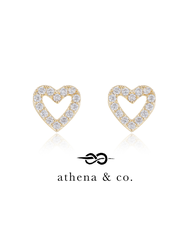 Athena &amp; Co. 18k Gold Plated Nikki Heart Stud Earrings - 925 Silver Post, Hypoallergenic