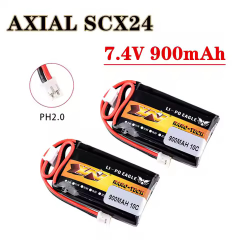 HJ 2S 7.4V 900mAh 10C Lipo Battery For AXIAL SCX24 SCX2 90081 C10 1/24 Remote Control Car Models Acc