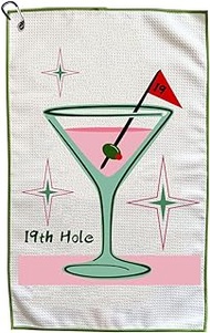 Funny Golf Towel, Printed Golf Towels for Golf Bags with Clip, Golf Gift for Men Husband Boyfriend Dad, Birthday Gifts for Golf Fan -19th Hole